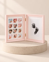 Blush pink hinged double keepsake frame