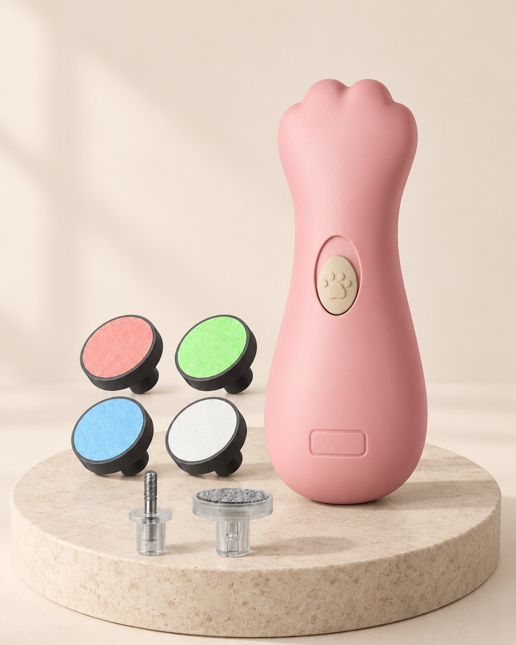 Pink paw-shaped electric baby nail file