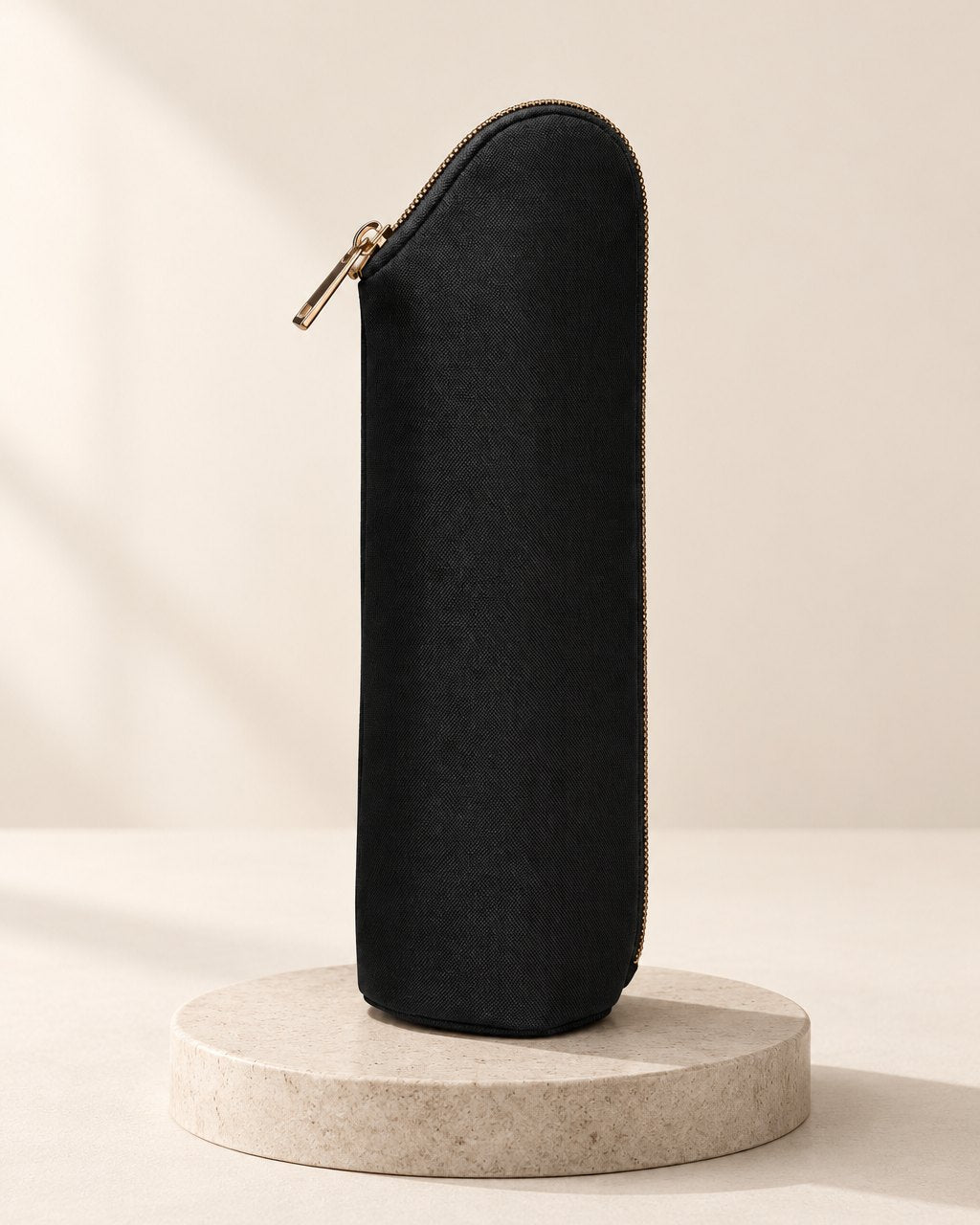 Slim black zip-top insulated bottle bag
