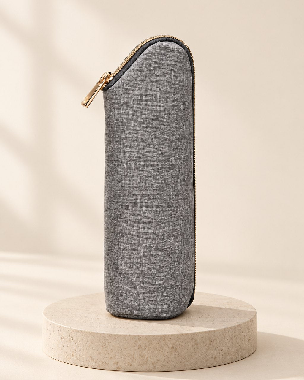 Slim grey zip-top insulated bottle bag