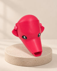 Red dolphin faucet extender on a chrome tap