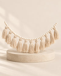 All-beige tassel garland with wooden beads